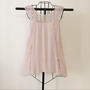 Maurices Crochet Trim Cream Sleeveless Top